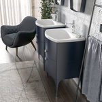 Oristo Szafka z umywalką w kolorze białym 102 cm 2S LOUIS czarna połysk