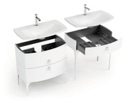 Oristo Szafka z umywalką w kolorze białym 82 cm 2S LOUIS granatowa mat